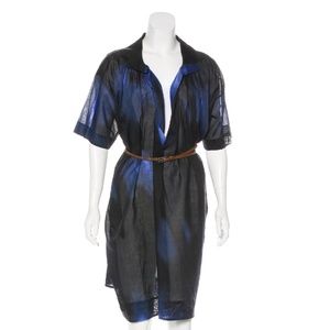 MARNI Blue Abstract Print Dress with Belt